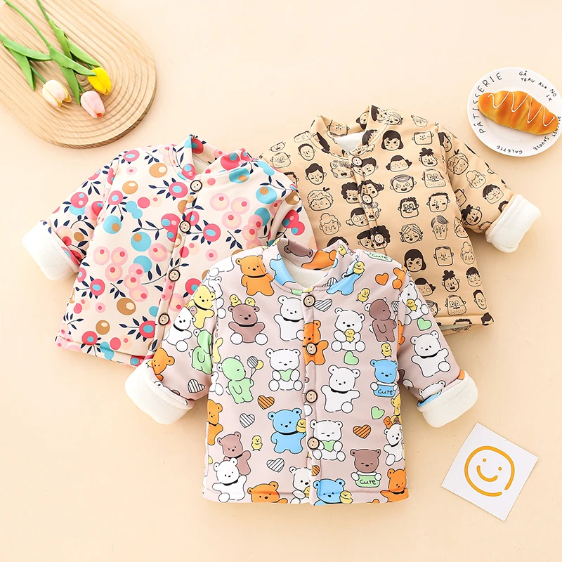 儿童棉袄加绒加厚2024冬季新款宝宝开衫棉衣男女童保暖上衣冬装