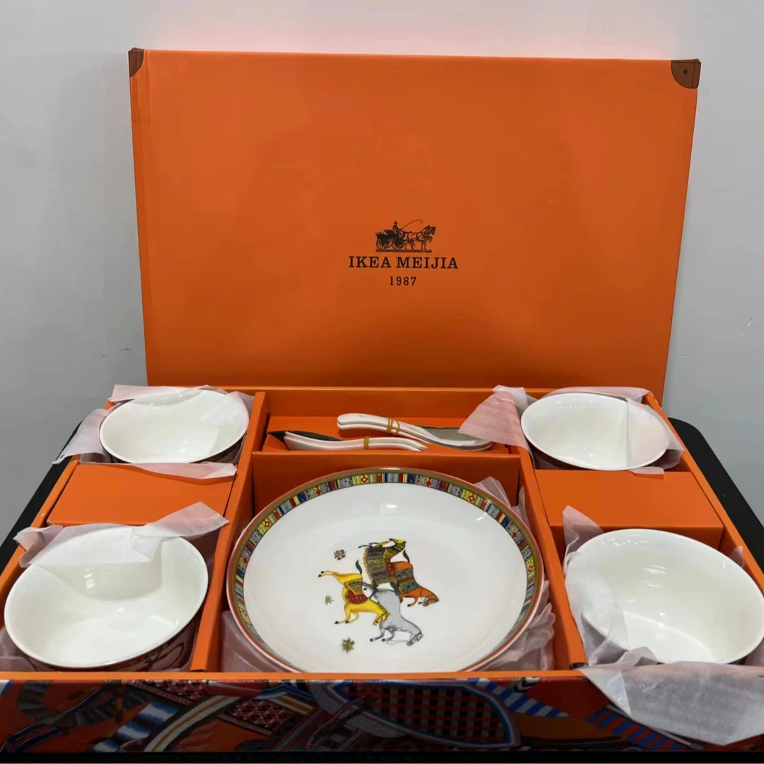 陶瓷餐具套装礼盒装爱马橙年会大气商务节日高级礼品乔迁礼物