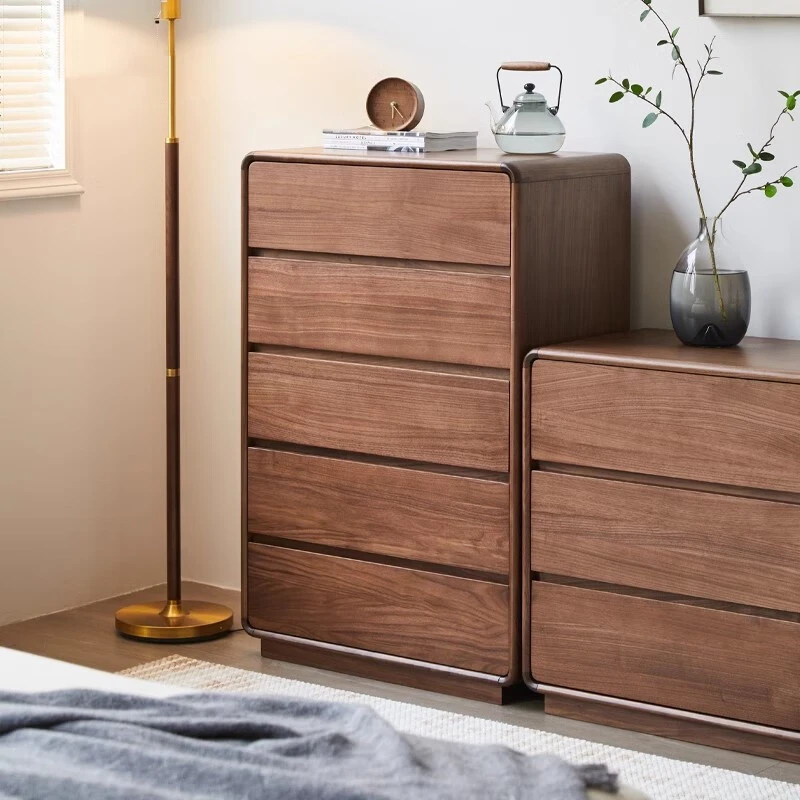黑胡桃木五斗柜全实木斗柜卧室五斗橱现代简约抽屉储物柜收纳柜