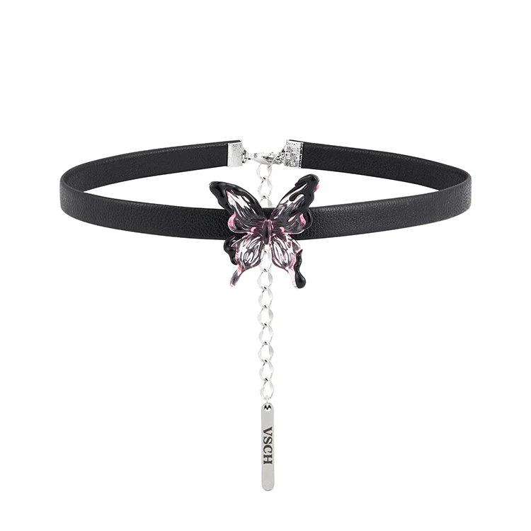 VSCH 铜合金皮质项链 幻蝶之境 暗黑系蝴蝶时尚项链