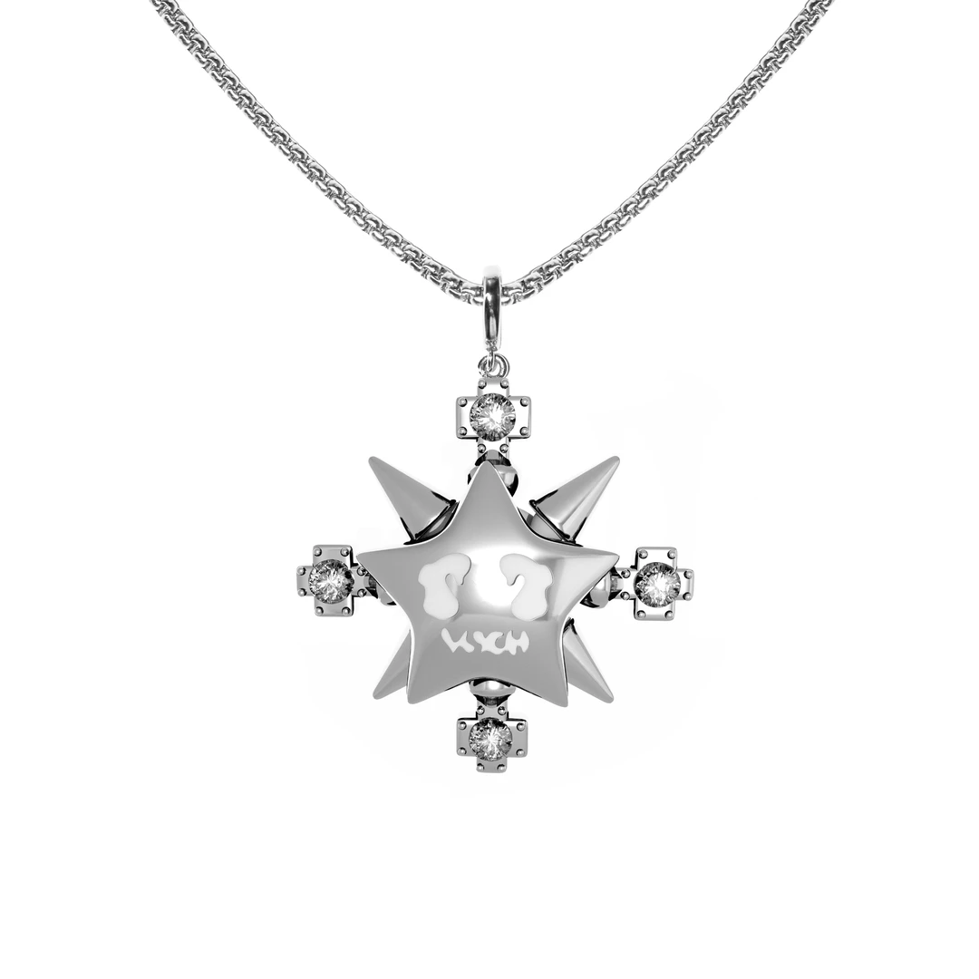 VSCH 合金项链 十字罗盘幸运星夜光项链 男女同款 毛衣链