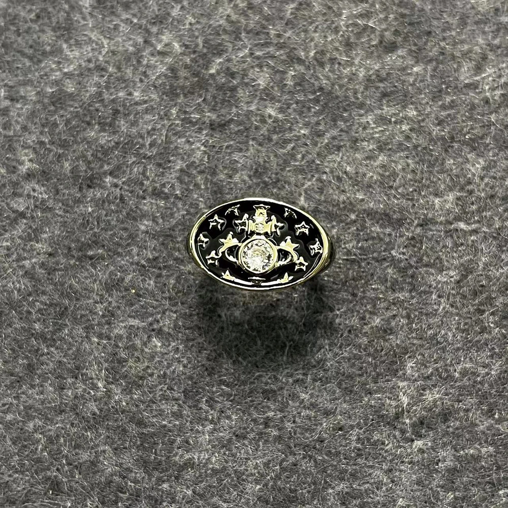 合金戒指 F019-复古时尚黑金开口星球戒指气质轻奢甜酷风戒指