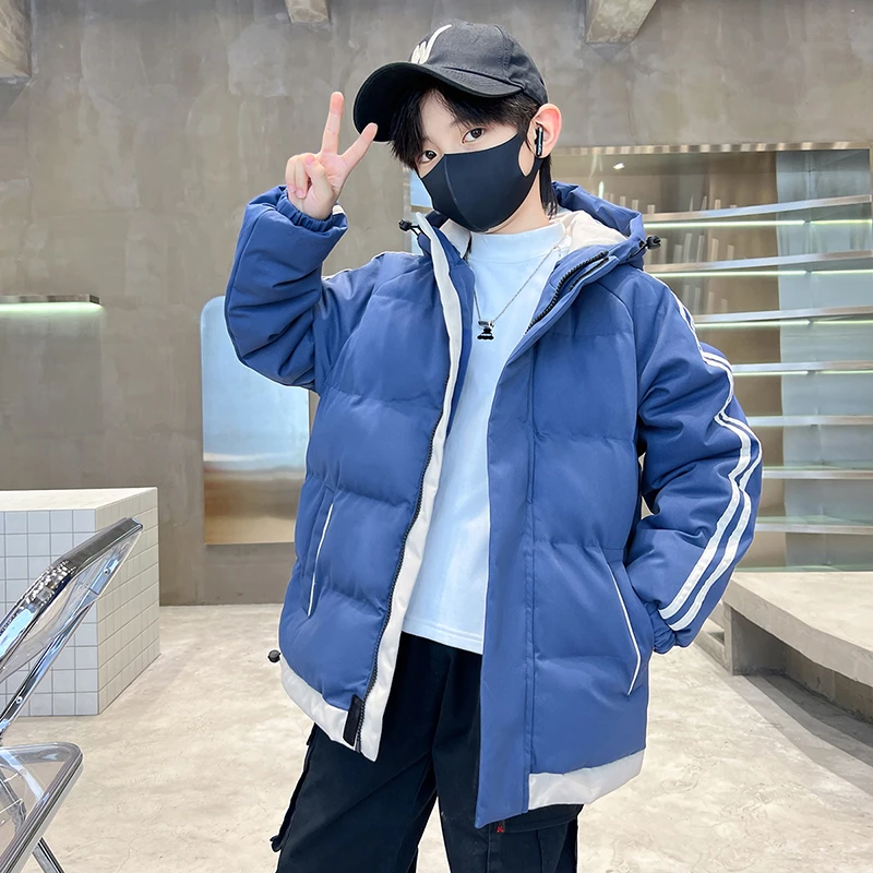 GILE大童棉衣连帽短款保暖棉服冬季男童棉服2023新款加厚儿童外套