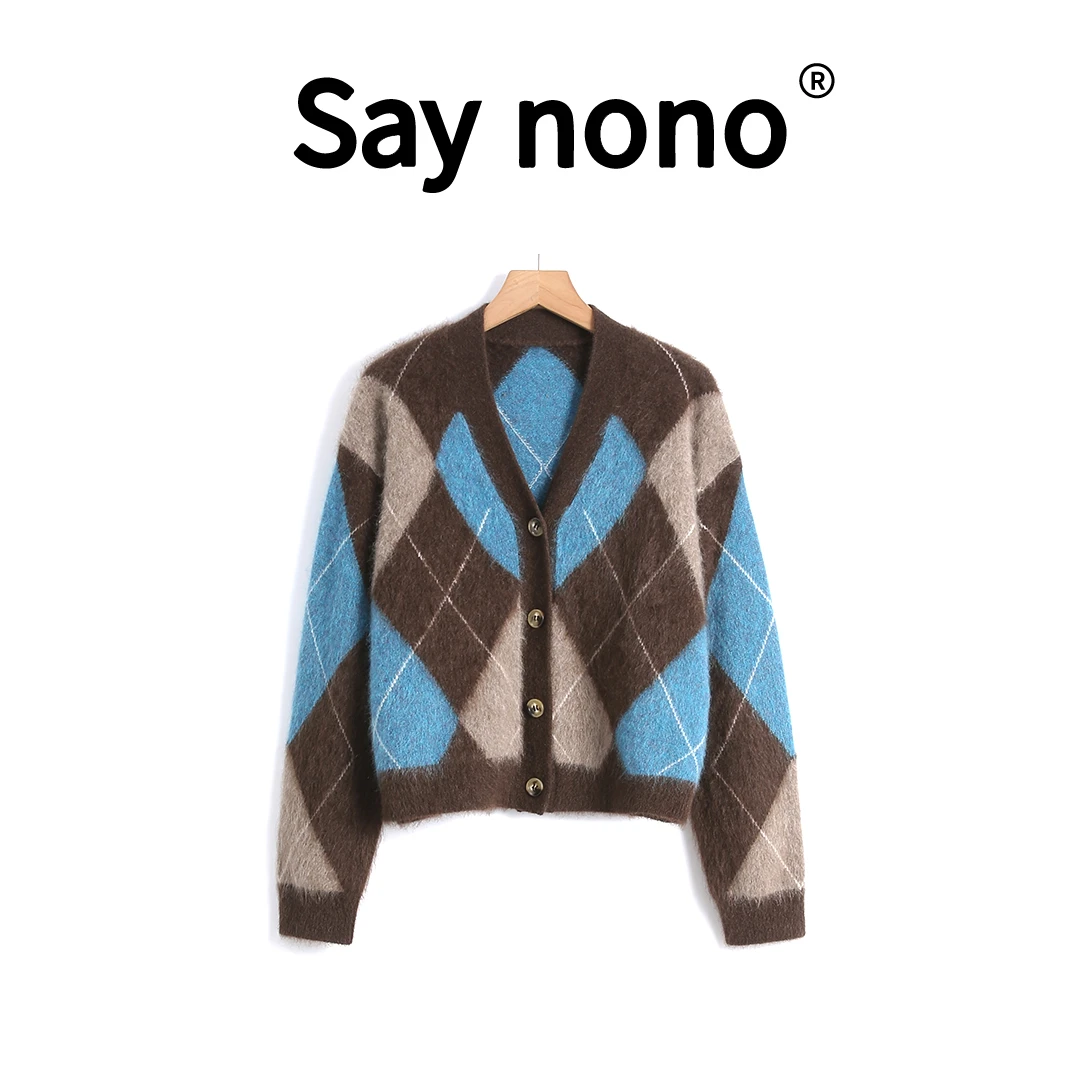 懒猫nono│Saynono 16支＿单排扣四颗扣子V领针织开衫 -T24378