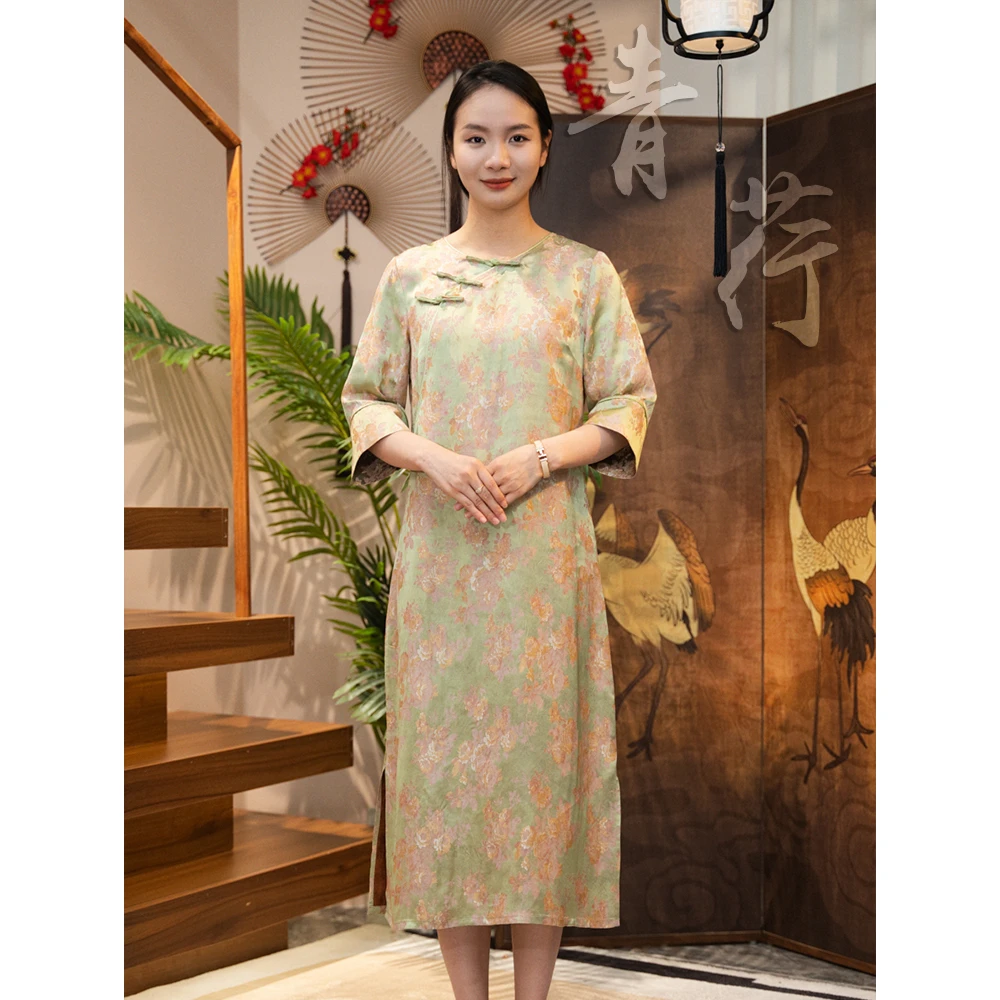 【青荇】新中式国风夏季立领女装连衣裙