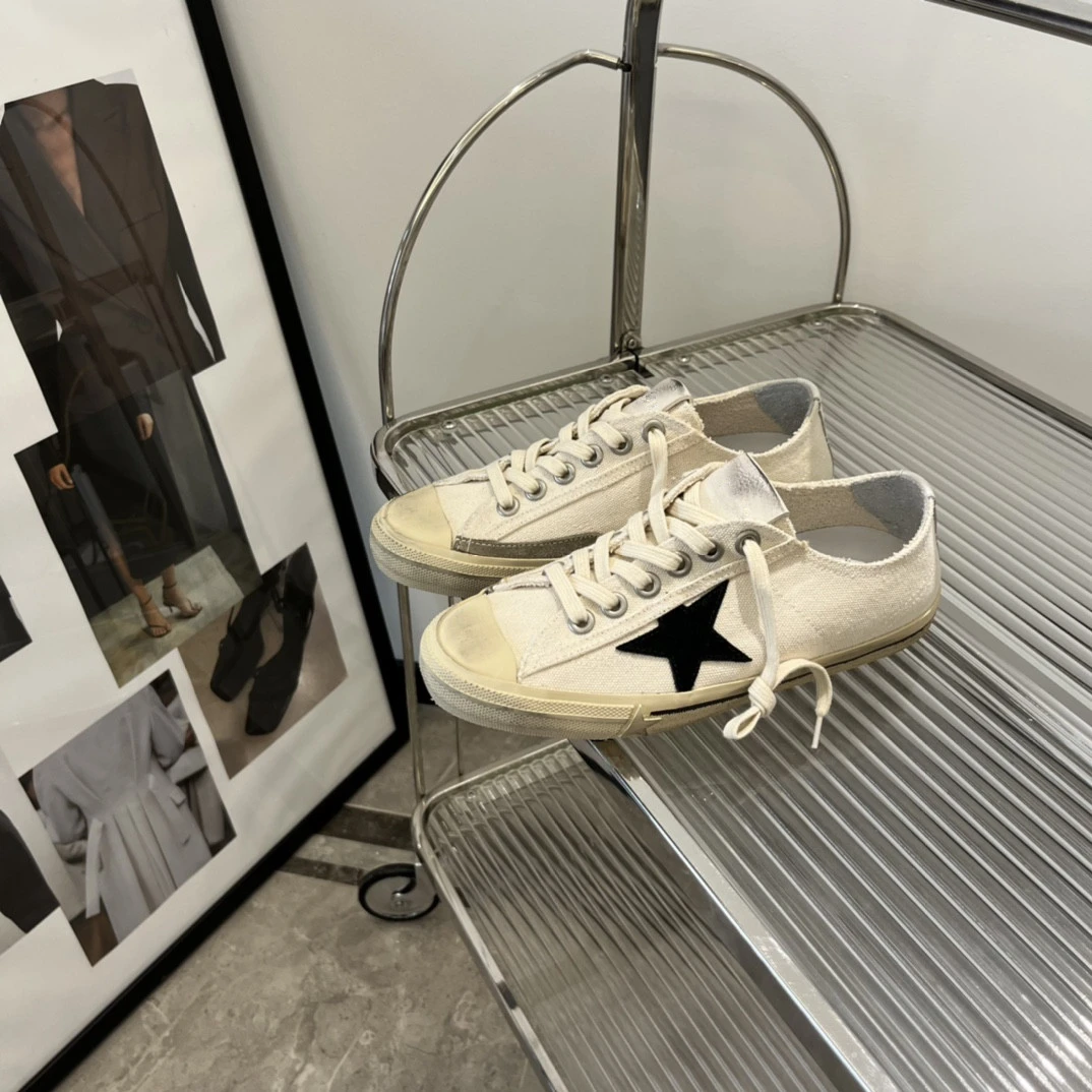 GENIUS GIRAFFE 伟霆同款 V系列黑白帆布韩版做旧星星男女小脏鞋