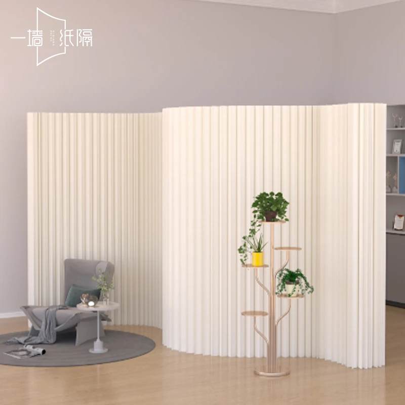 风琴纸墙屏风隔断办公室服装店折叠移动挡板直播间创意背景墙