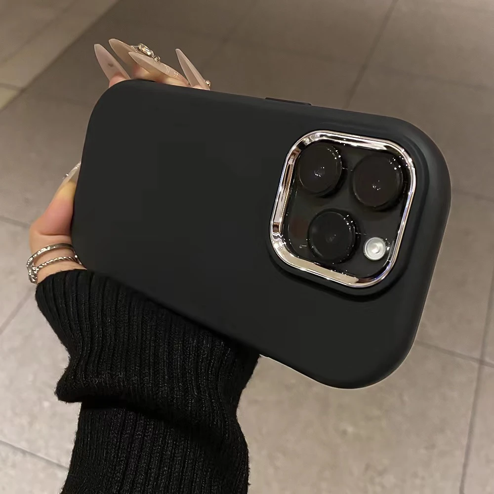 电镀镜框玫红色小胖妹iphone15promax手机壳适用苹果14plus/13全