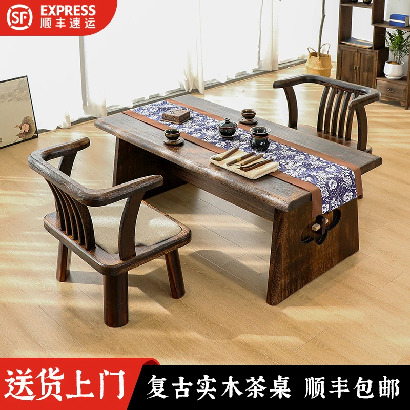 中式禅意茶桌实木榻榻米毛笔矮书桌学生写字大板桌书法仿古国学桌