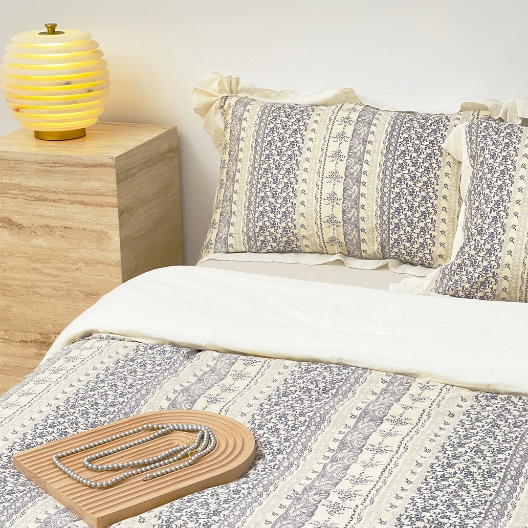 春日杂诗 四季款全棉色织双层纱精致花边简约风舒适床品四件套