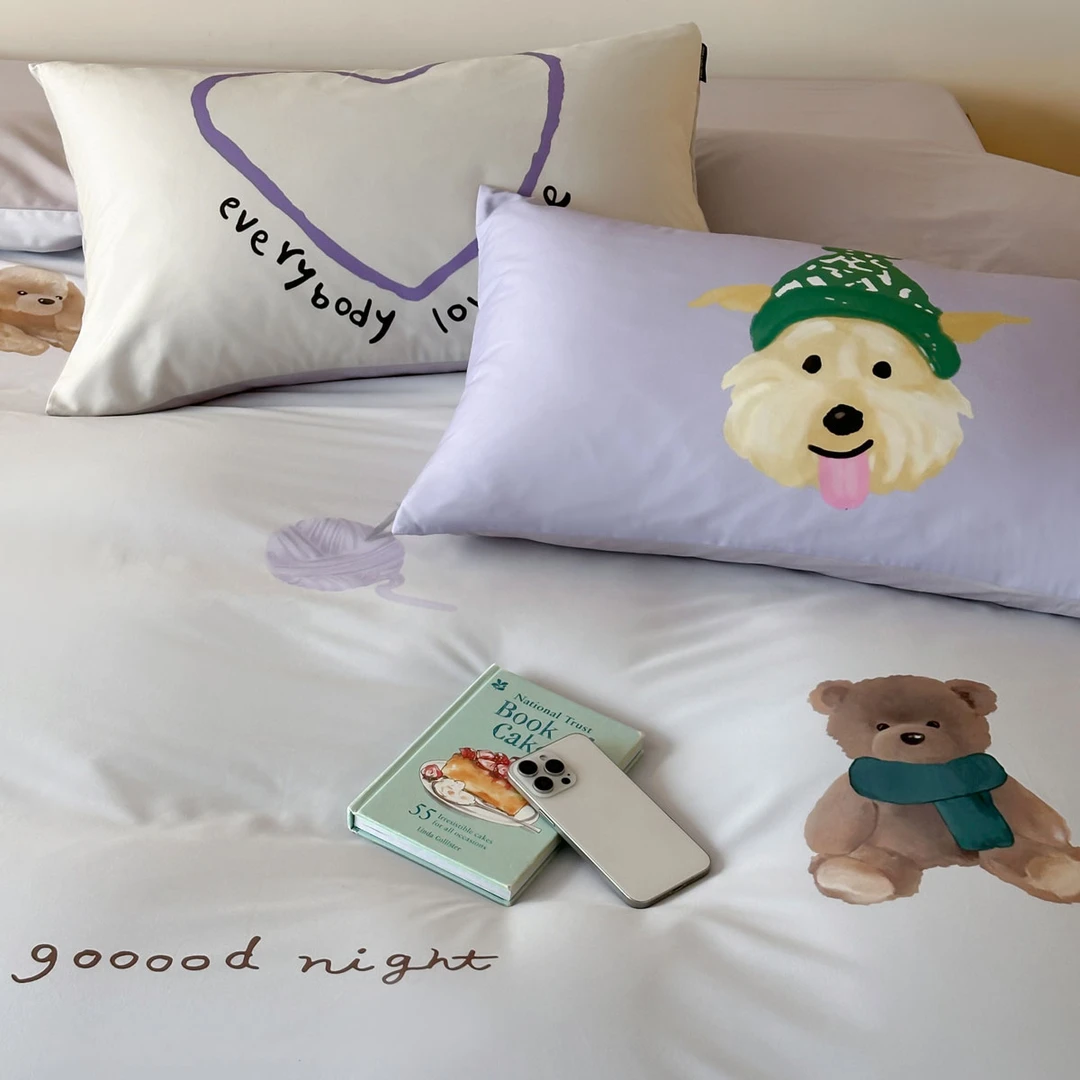 星月童话 磨毛100支(50*50) 纯棉数码印花柔软贴身裸睡床品套件