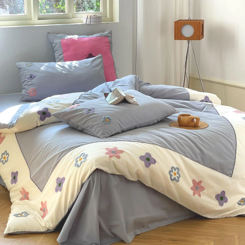 蓝色花园 100支(50*50) 纯棉四季款四件套刺绣秋冬款儿童床品套件