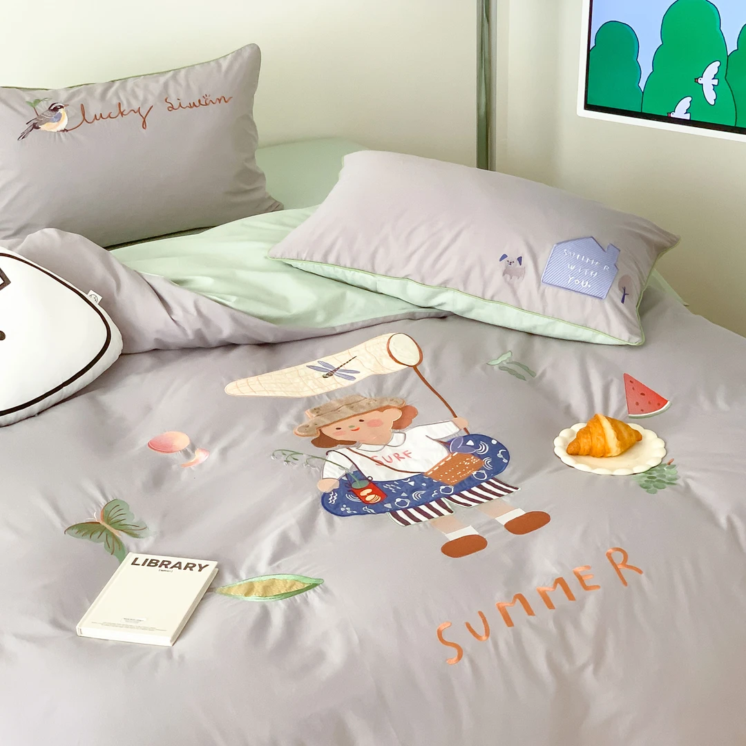 夏日历险记 四季款水洗棉纯棉重工刺绣柔软舒适裸睡儿童床品套件