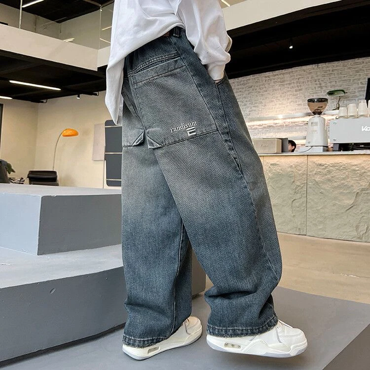 男童春秋牛仔裤2024新款中大童秋装直筒裤儿童秋季长裤男孩阔腿裤