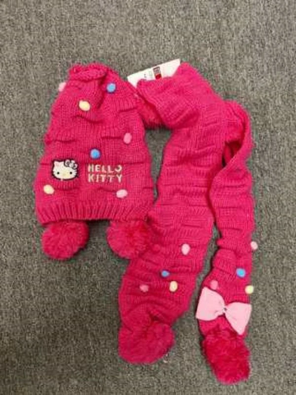 吊牌价148!HelloKitty帽子围巾套装冬季保暖针织卡通秋冬,KT 9023