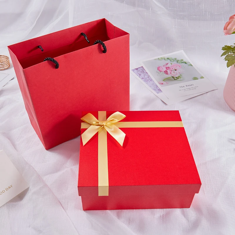 礼盒红色结婚高级感包装盒生日口红礼品盒空盒子精美礼物礼盒空盒