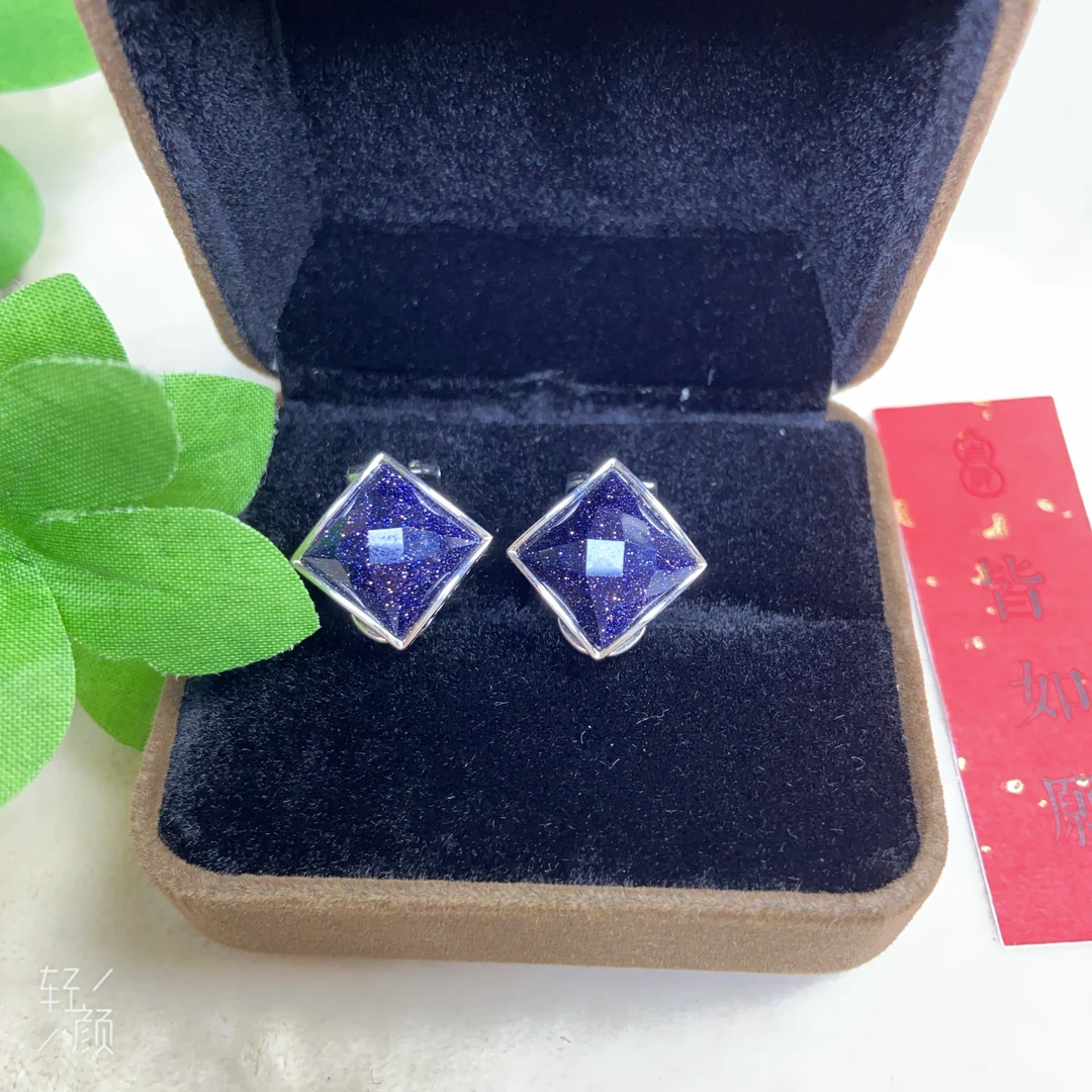 925银合成锆石耳饰 925银复古耳饰 手工款 时尚轻奢款