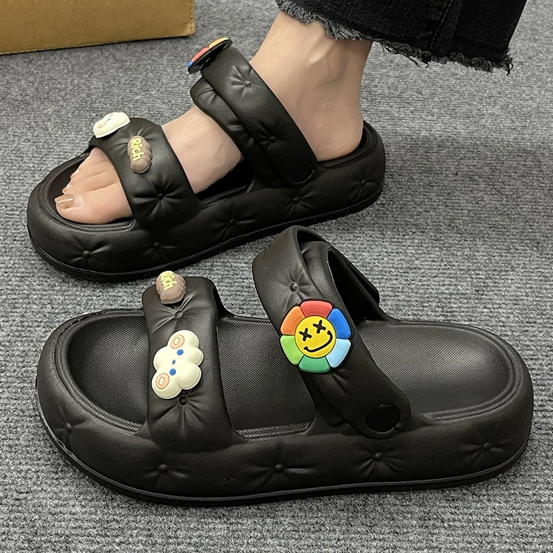 踩屎感拖鞋女夏季2023年新款防滑休闲厚底外穿百搭沙滩两穿凉鞋女