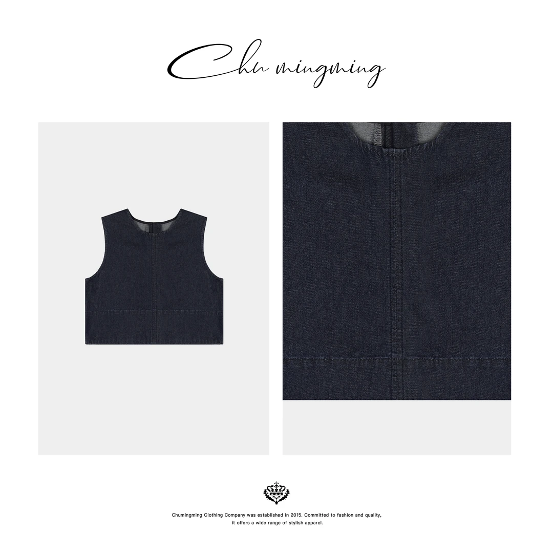 【CHU/2024SSNEW】原创设计《南法》时尚休闲百搭牛仔背心上衣XY13