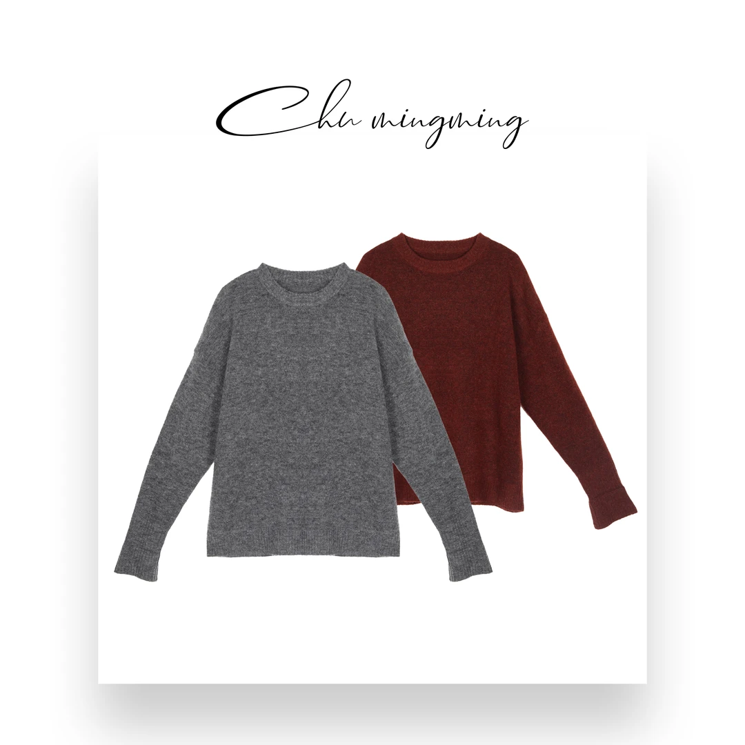 【CHU/2024SSNEW】原创设计《舞茶》时尚休闲素色圆领毛衣 YR0768
