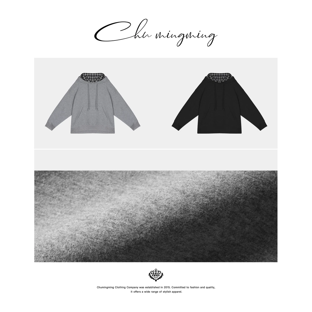 【CHU/2024SSNEW】原创设计《肌理》格纹拼接卫衣LX50