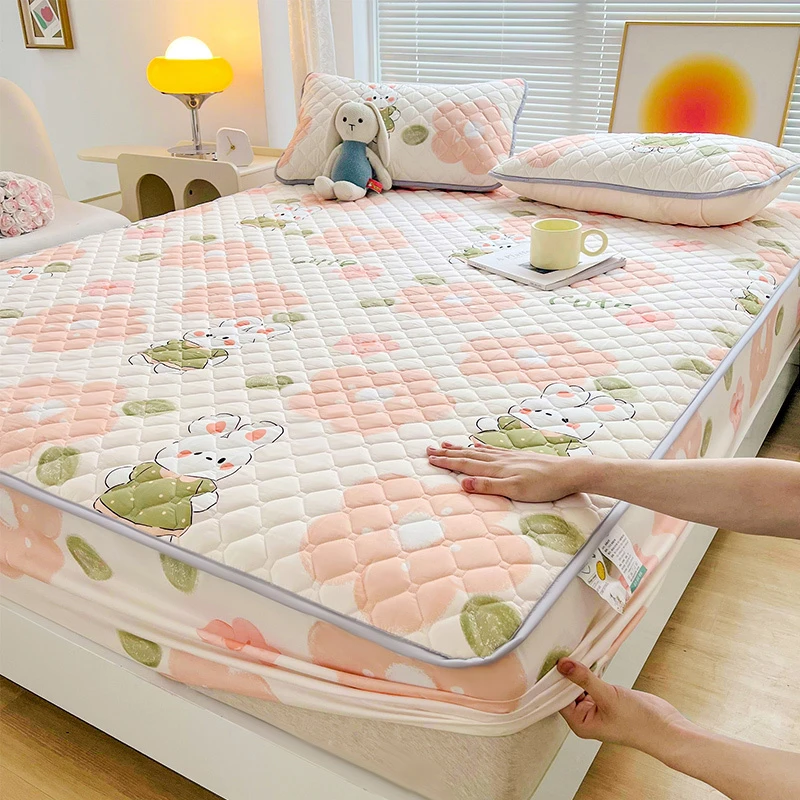 夹棉床笠保护罩单件加厚透气防滑床罩套可裸睡1.8米磨毛四季通用