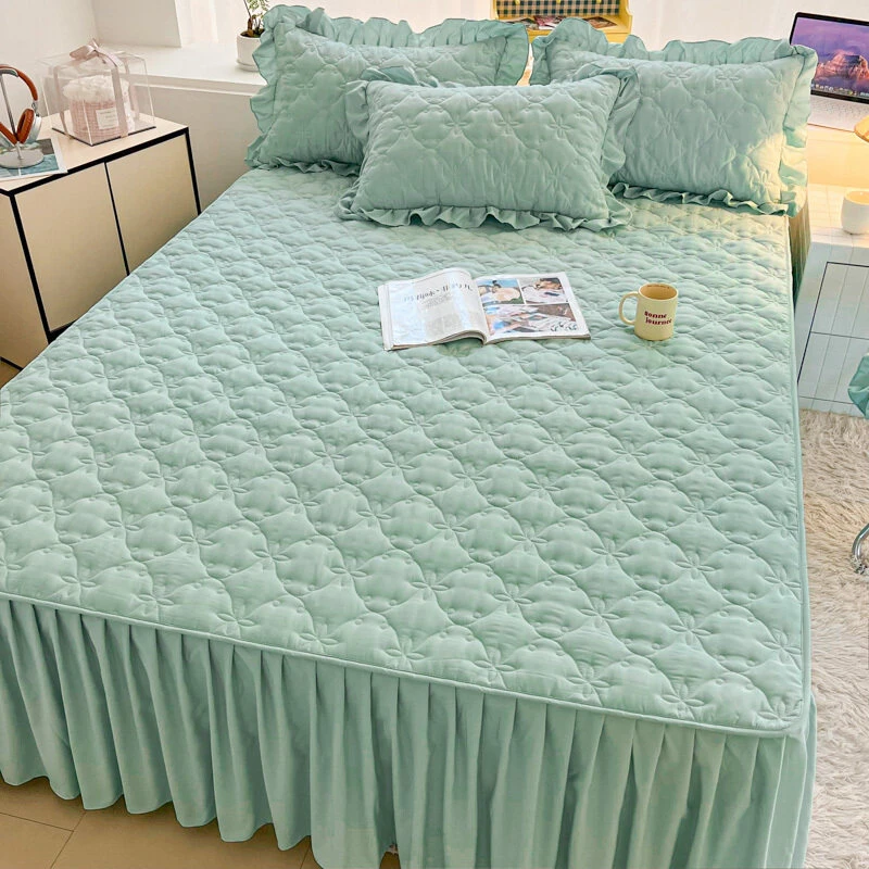 水洗棉夹棉床裙床罩床垫保护套罩加厚床单防滑遮丑床围裙罩公主风