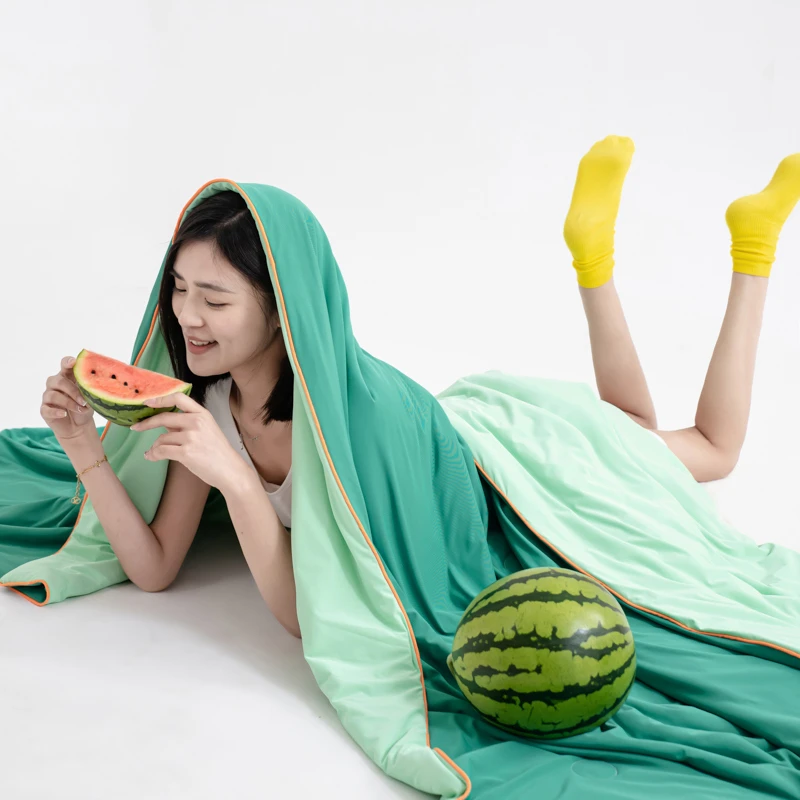柔软亲肤夏季凉感冰丝夏被可机洗凉爽夏凉被空调被薄款单人西瓜被