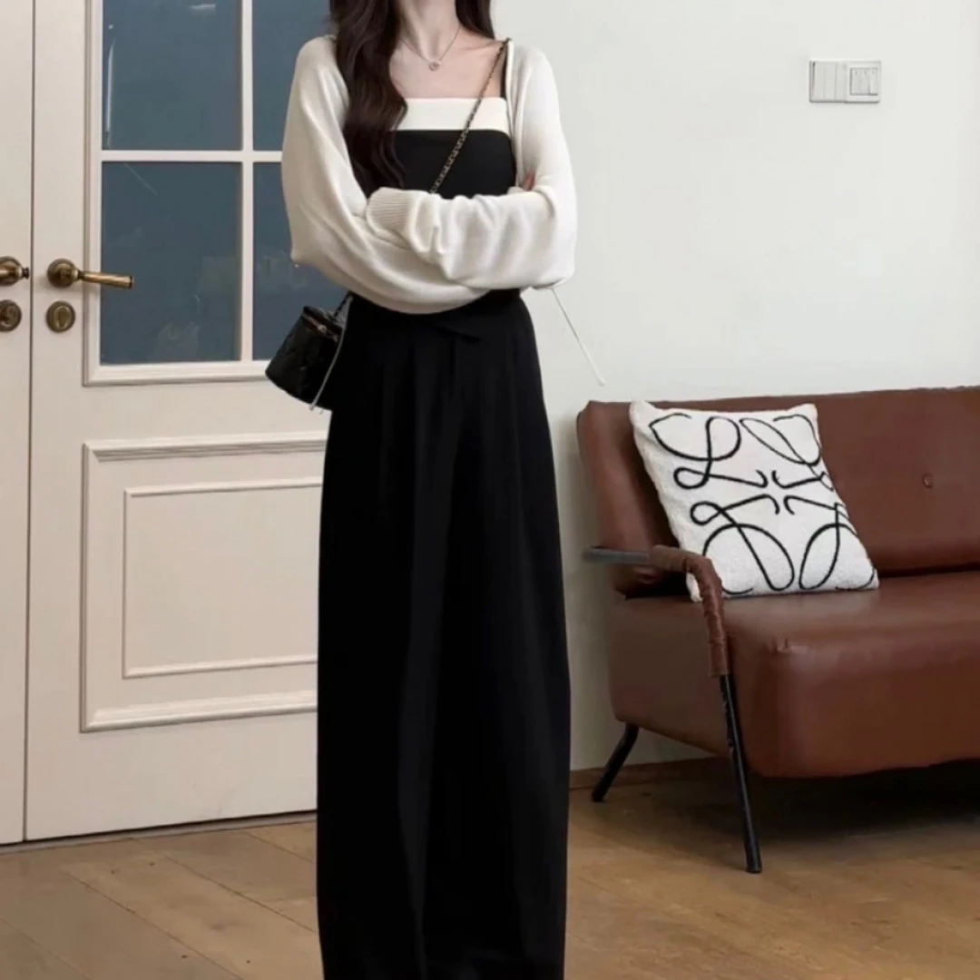 2024夏季新款气质时尚显瘦吊带背心小众阔腿裤子洋气休闲套装