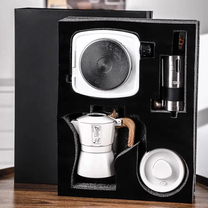 Bincoo双阀摩卡壶礼盒套装意式煮咖啡器具组合家用便携送礼整套