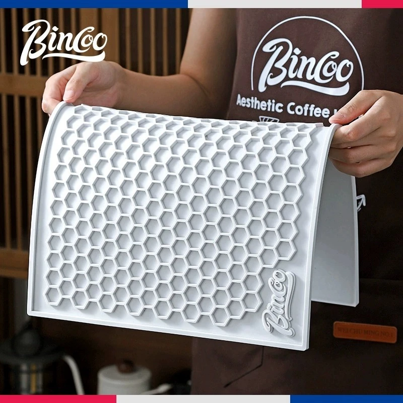 Bincoo咖啡吧台收纳垫咖啡杯沥水垫防滑意式咖啡压粉垫米白色垫子