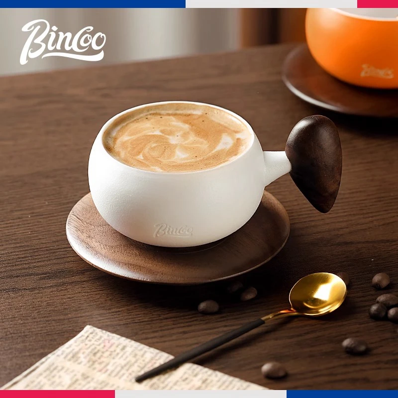 Bincoo咖啡杯办公室家用陶瓷杯子送礼盒装高档茶杯配勺垫个性水杯
