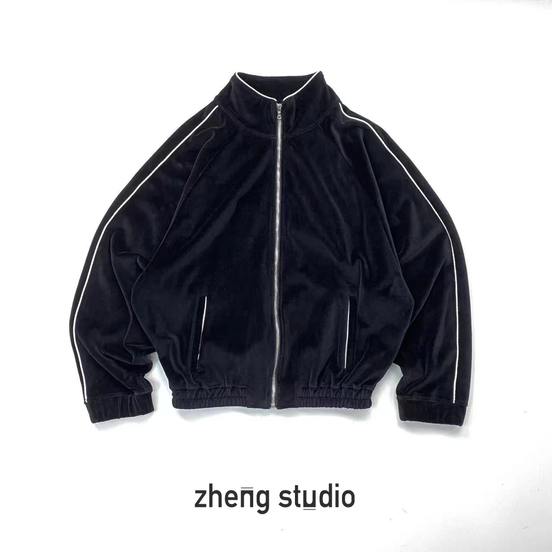 丝绒拉链 立领外套