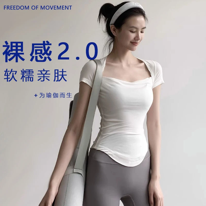 健身服运动上衣显瘦修身普拉提瑜伽服短袖专业训练裸感透气t恤夏