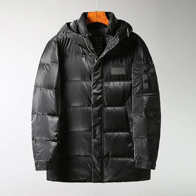 高档羽绒服男中长款冬季新款加厚保暖中年白鸭绒连帽休闲0999