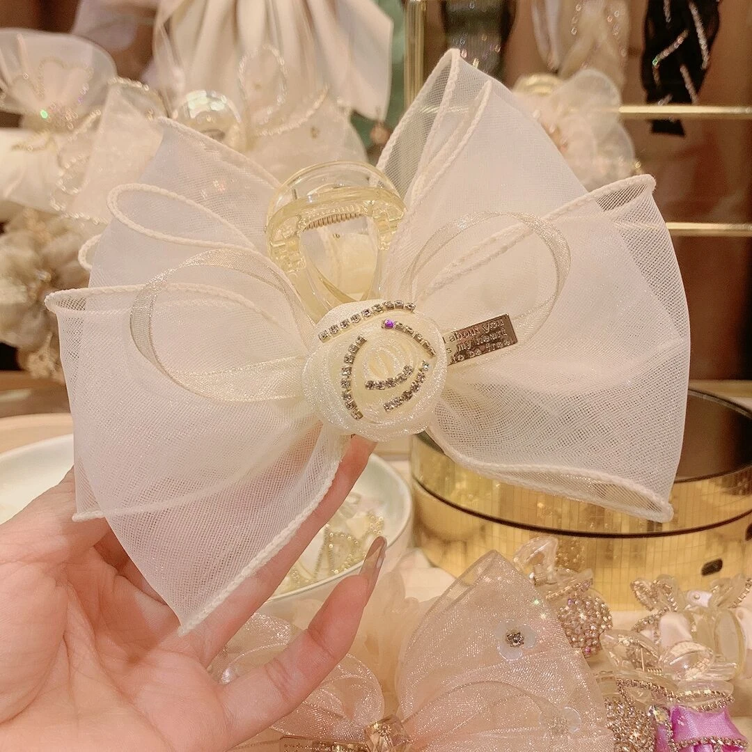 布艺高级玫瑰花朵大号双面超仙抓夹后脑勺甜美盘发鲨鱼夹轻奢