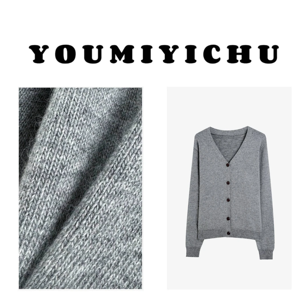 Y.M | 雨雾霜灰 浣熊系列韩系休闲百搭款针织开衫4129