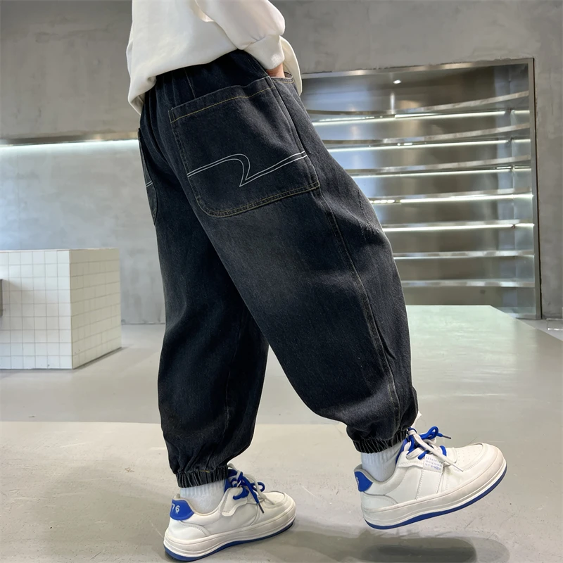 男童裤子牛仔裤春秋款2025新款中大童儿童束脚裤休闲裤韩版长裤9