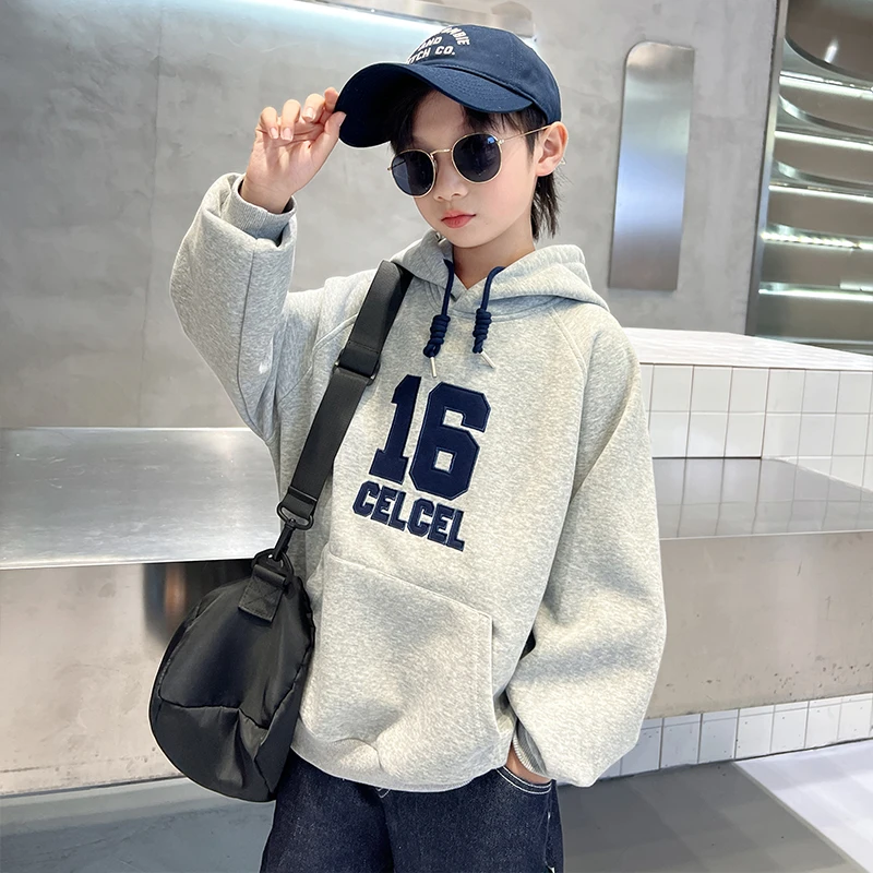 男童卫衣春秋款2025新款中大童秋装洋气帅气炸街儿童连帽秋季上衣