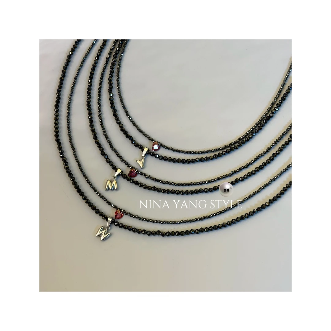 雲涌之丽 钛钢仿水晶项链 【你的名字】黑色叠戴轻奢链DMN0626