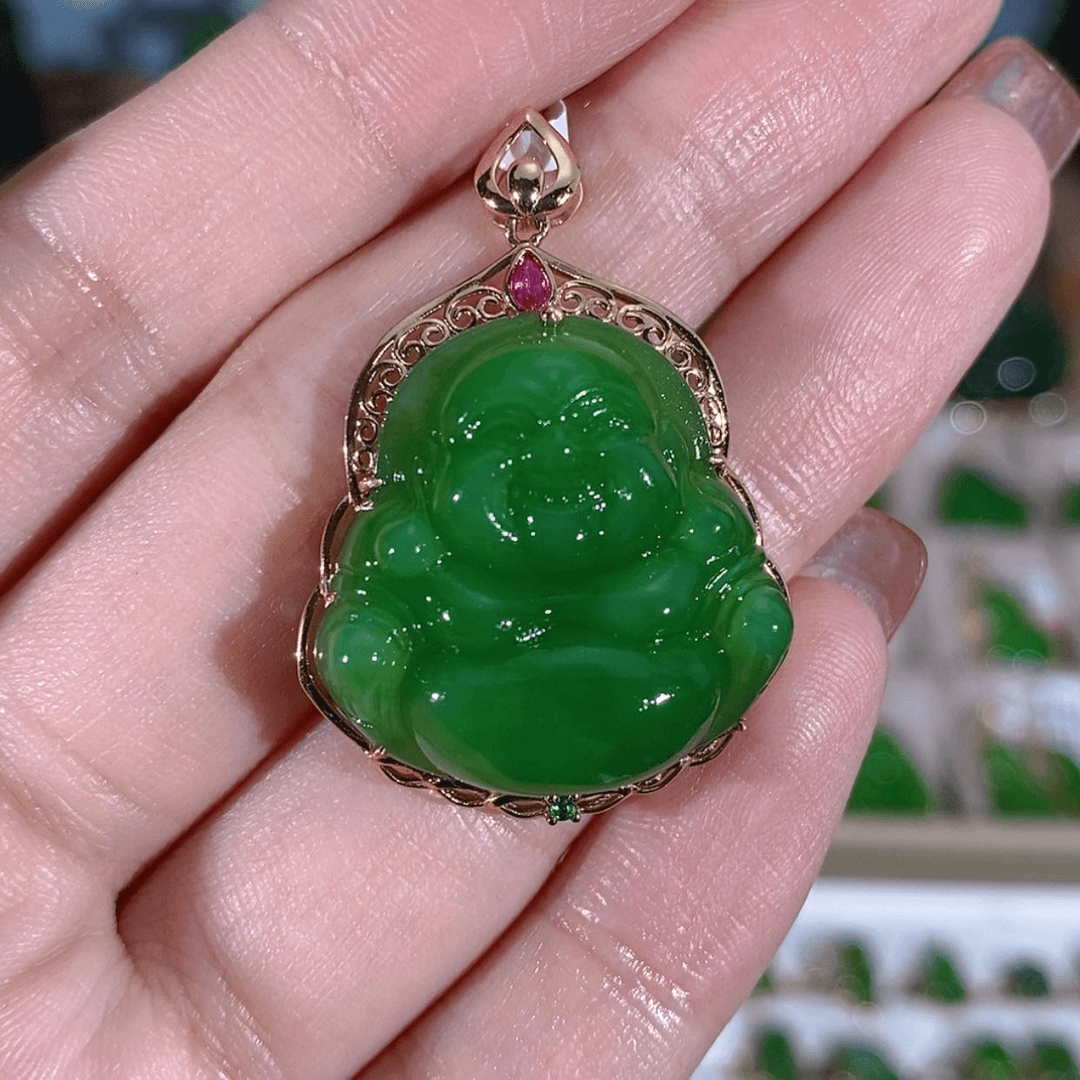 【闪购商品】和田玉（碧玉）珠宝首饰18K金镶嵌