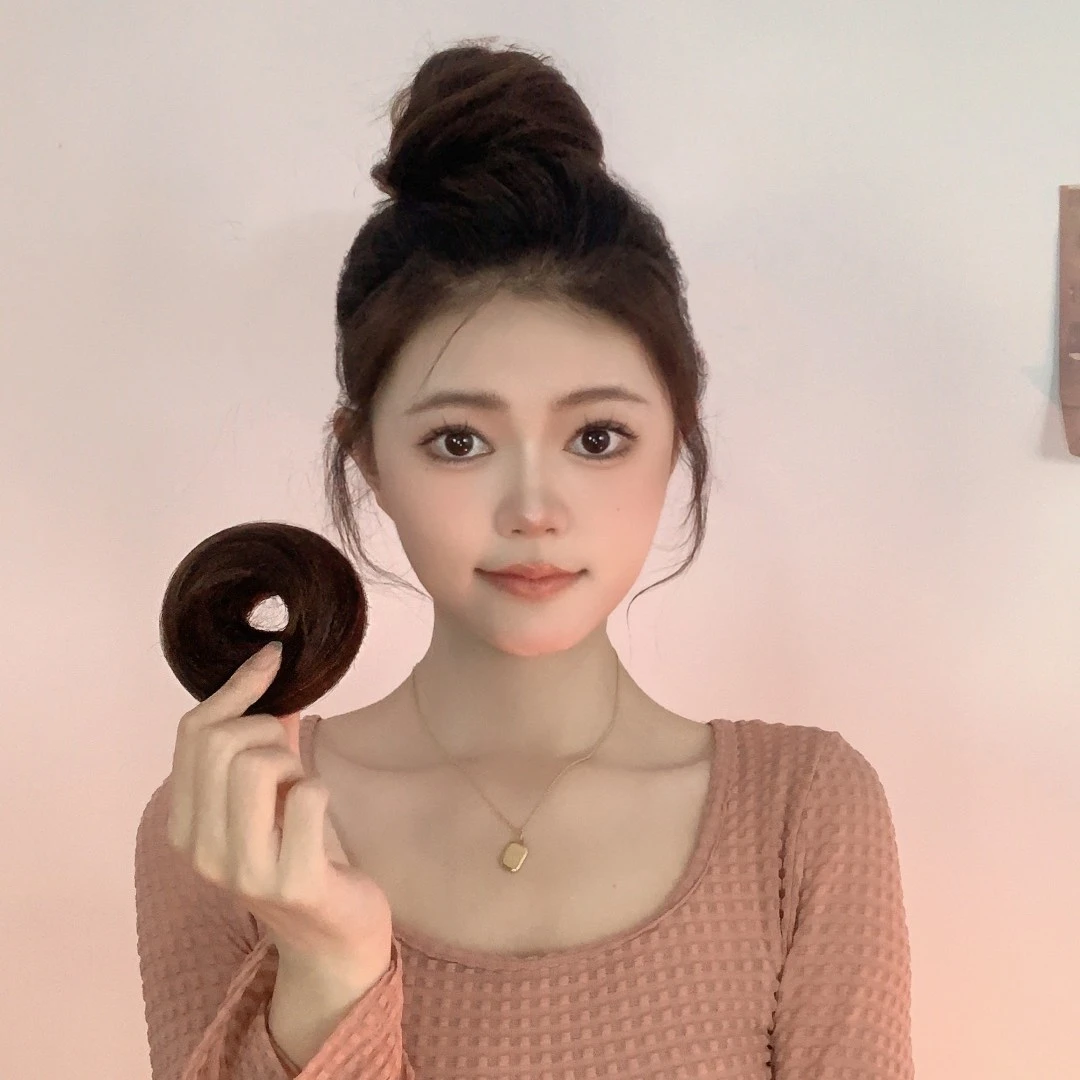 真发丸子头发圈神奇少女蓬松可爱假发圈柔顺全真发假发丸子头减龄