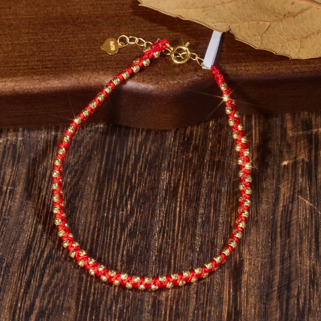 非遗好物分享【歪歪】（素金）双排珠珠手绳*18K金镶嵌W73600