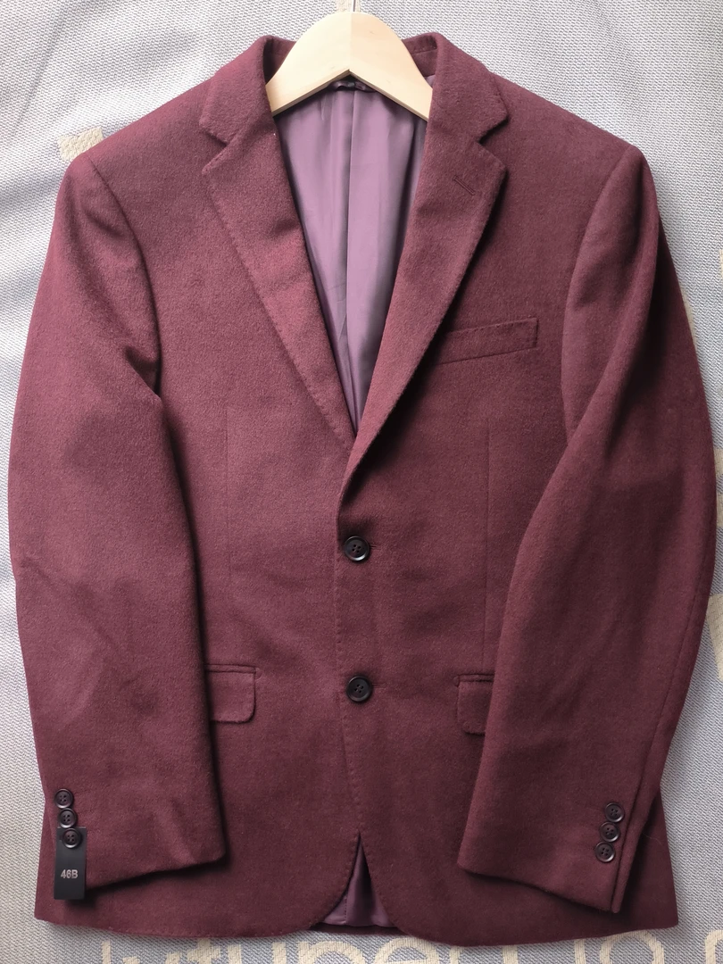 迪家牌 男装休闲呢子枣红色羊毛+桑蚕丝单西（小爽推荐）