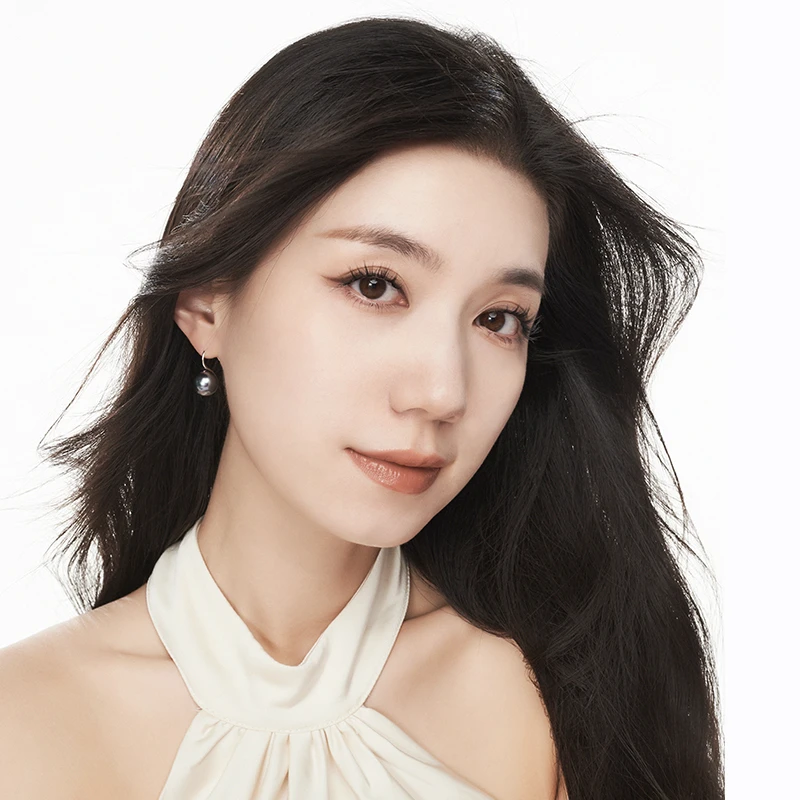 非金属仿珍珠耳饰 高跟鞋耳钉灰珠罗曼宇高定925银针耳勾小众百搭