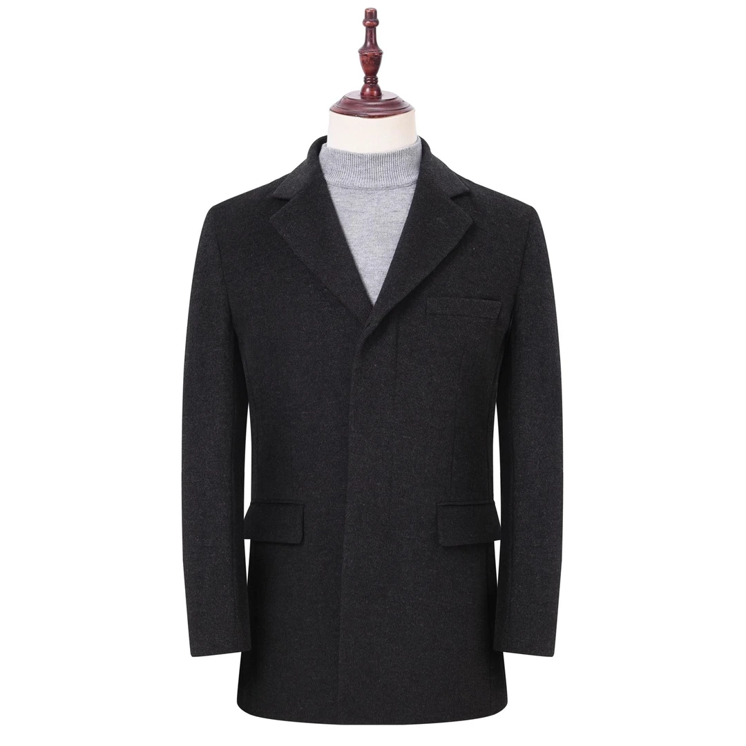 TYPE 羊毛90%+羊绒10% 圣家秋冬羊毛大衣男士高端毛呢外套中长款