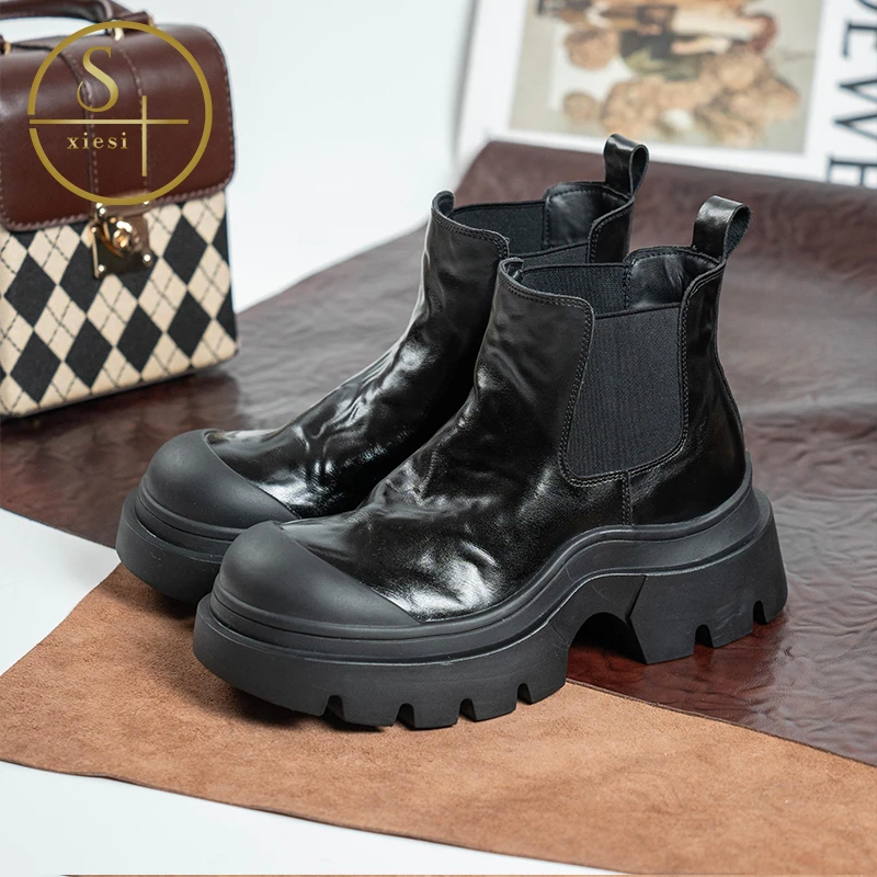 6091马丁靴百搭时尚厚底短靴女2025新款英伦风切尔西靴