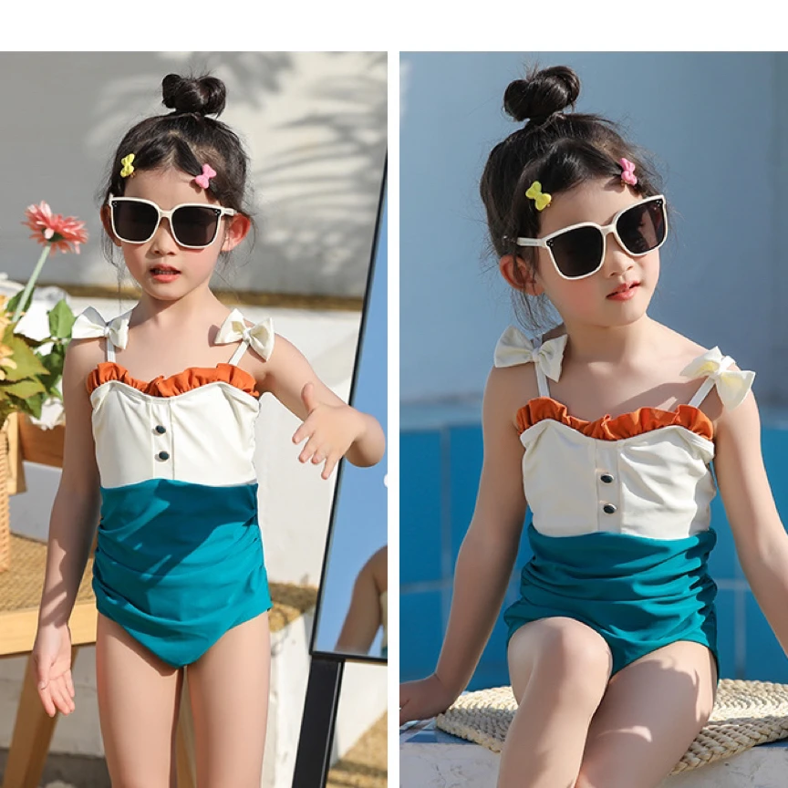 儿童女孩女童2024年新款泡温泉连体潜水服