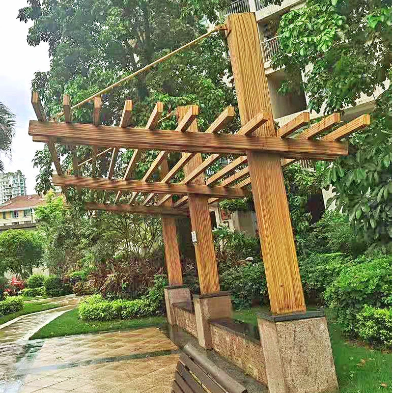 防腐木单臂葡萄架碳化木单边爬藤架花园长廊实木凉亭庭院廊架定制