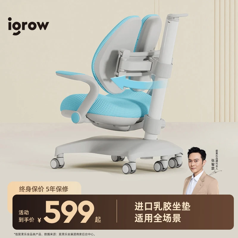 爱果乐儿童学习椅书房学生工学椅矫正坐姿书桌椅调节家用儿童椅